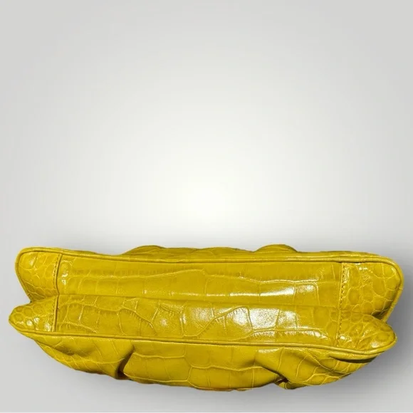 Versace Yellow Crocodile Embossed Leather Shoulder Bag 🌻 - Picture 4 of 9